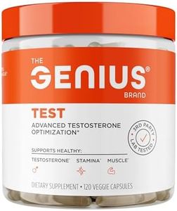 Genius Test, Advanced Testosterone Booster for Men - Natural Stamina, Endurance, Energy & Strength Enhancing Supplement - Lean Muscle Builder, Brain & Libido Support Male Supplements, 120 Veggie Pills