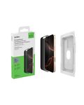 Belkin ScreenForce InvisiGlass Privacy Screen Protector for iPhone 16 Pro, Scratch-Resistant Impact Protection w/Included Easy Align Tray for Bubble Free Application - Made with Recycled Glass