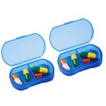 Pill Case Organizer Pocket Small Pill Holder, Daily AM & PM containers, Medicine Holder, Ideal for Medication, Vitamin, Supplement, Perfect for Travel, Ideal for Purse (2 PCS, Blue)