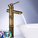 Kitchen Taps Faucet Antique Brass Bamboo Sink Faucet Toilet Vessel Sink Hot and Cold Water Faucets Deck Mount A Handle