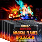 Magical Flames Fire Color Changing Packets for Campfires, Fire Pit, Outdoor Fireplaces - Camping Essentials for Kids & Adults – 5 Pack, Jumbo Flames