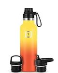 IRON °FLASK Sports Water Bottle - 590 ml, 3 Lids (Spout Lid), Vacuum Insulated Stainless Steel, Hot Cold, Double Walled, Thermo Mug, Standard Metal Canteen (Fire)