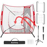 Kreetenny 7x7 ft Baseball Net Set,Baseball & Softball Practice Net with Batting Tee and Batter,Strike Zone Targets,Carry Bag,Portable Baseball Training Net for Hitting Batting Catching Pitching