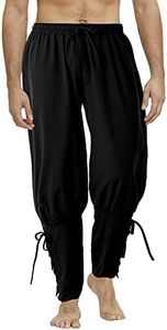 Men's Medieval Pants Viking Pirate Costume Trousers, Black, X-Large