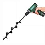 GreatforU Auger Drill Bit, Non-Slip 2.5" x 16" Garden Plant Flower Bulb HEX Shaft Auger, Earth Auger Spiral Bit, Post or Umbrella Hole Digger for 3/8" Hex Drive Drill, Free 3 Gardening Shovel Tools