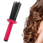 Curling Roll Comb,Curly Hair Brush,Air Volume Comb,Hair Fluffy Curling Roll Comb,17 Teeth Round Curly Hair Comb Styler,Hair Curler Curling Roller,Hair Styler Comb (rose)