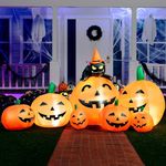 Joiedomi 7 FT Long Halloween Inflatables Outdoor Decorations, Halloween Blow Ups Halloween Yard Decorations, Inflatable Pumpkins for Outside with Witch's Cat, Blow Up Pumpkin for Halloween Decor