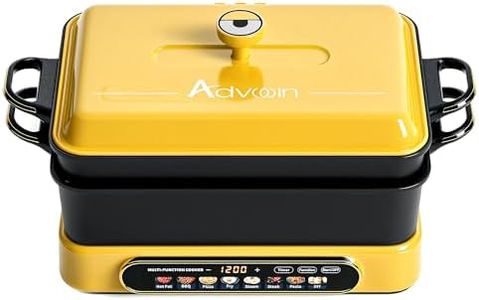 YOPOWER 8 in 1 Multi Cooker with LED Touch Display, 2000W Electric Hot Pot Grill, Non-Stick BBQ Hot Pot Combo with 10 Heat Levels & Timer, Indoor Korean BBQ Grill, Easy to Clean