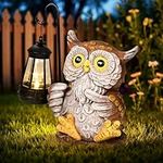 GIGALUMI Solar Garden Statues Owl Figurine Lights for Outdoor, Yard, Garden Decor Unique Gifts for Mom, for Women, Elephant Decoration for Patio