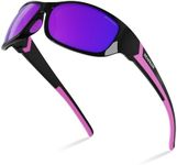 DEAFRAIN Polarized Sports Sunglasses for Men Women Driving Fishing Cycling Running Golf Purple Glasses Wrap Around Goggles UV400 Protection