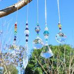 Set 5 PCS Window Hanging Crystal Suncatcher Beads Chain Sphere Chandelier Lamps Light Pendant Curtain Wedding Decoration Gift