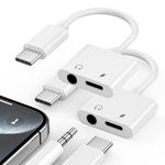 Headphone Adapter for iPhone 15/15 Pro, 2 Pack [MFi Certified] USB Type C to Aux Audio Jack with PD 60W Fast Charging Dongle Adapter for iPhone 15/15 Plus/15 Pro/15 Pro Max, iPad Pro, Galaxy S24 S23