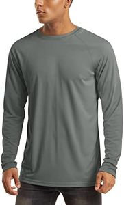 MAGCOMSEN Shirts for Men Long Sleeve Workout Gym Athletic UV Sun Running Fishing Rashguard Hiking Swim SPF 50 Shirts Dark Grey