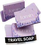 FOMIN - Antibacterial Paper Soap Sheets for Hand Washing - (300 Sheets) Lavender Portable Travel Soap Sheets, Dissolvable Camping Mini Soap, Portable Hand Soap Sheets