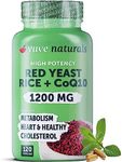 Red Yeast Rice 1200 mg Capsules with CoQ10 – Maintain Healthy Cholesterol Levels, Herbal Heart Health Vegan Red Yeast Rice Supplement - Red Rice Yeast with CoQ10 for Women & Men - 120 Ct