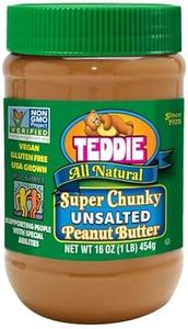 Teddie All Natural Peanut Butter, 16 Ounce 12 Pack, Gluten Free & Vegan, 16 Ounce Plastic Jar (16 Ounce (Pack of 12), Super Chunky Unsalted)