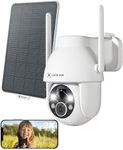 COCOCAM Solar Camera Outdoor Wireless, 2K PTZ Security Cameras 2.4GHz Wi-Fi, CCTV Surveillance Camera for Home Security, AI Motion Detection/Color Night Vision/2-Way Audio, IP66, Cloud (White)