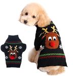 Xiaoyu Dog Sweater Pet Clothes for Dogs Christmas Reindeer, Black, XS