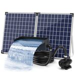 Biling Solar Pond Waterfall Kit, 50W 2100L/H Stainless Solar Powered Garden Waterfall for Small Pond 8inch Wide Complete Kit for 4000L Outdoor Garden Water Feature