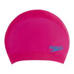 Speedo Unisex Kids Long Hair Chlorine Resistant Swim Cap for Boys and Girls - Pink & Blue