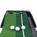 H&B Luxuries Indoor Golf Putting Mat 2 Holes Ball Auto Return, 9.84 Feet Long GPE01