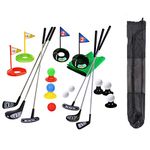 Golf Pro. Toy Play Set Golfer 6 Golf Rods & 20 Practice Kits with Black Travel Backpack or Kids 1 to 6 Years Old