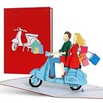 Gift card shopping for women, shopping trip gift voucher mum, gifts or gift ideas for her, wife, best friend, mummy, 3d Pop Up card, Vespa scooter, H18