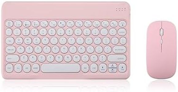 Ultra Slim Retro Bluetooth Keyboard and Mouse Combo,Compact Rechargeable Wireless Keyboard and Mouse for iPad,iPad Mini,iPad Air iPad Pro,iPhone,Windows Android Tablet Smartphone(Pink)