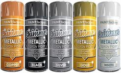 Classic Signature - 5 Can Mix Color Metallic spray paint 200ml Multipurpose AerosoL,Gold Silver Copper Black White Quick and Fast Drying and Excellent Coverage for Metal, Wood, Plastic - D6