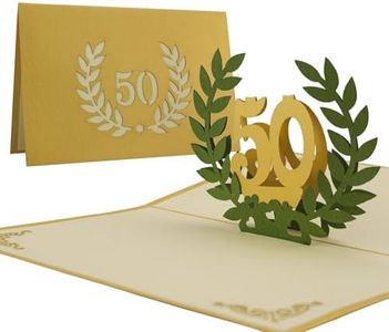 Diese-Klappkarten Cartolina auguri nozze d'oro matrimonio, realizzata a mano con tecnologia laser, motivo centrale a comparsa, L11