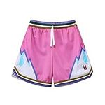 BOOMLEMON Men's Basketball Shorts Gym Training Workout Athletic Shorts Mesh Graphic Print Running Short Pants(608 Pink M)