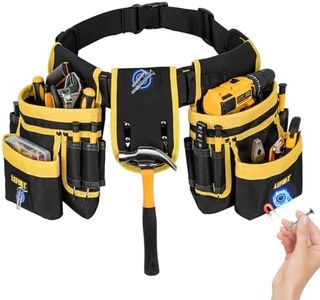 Tool Belt,Magnetic Tool Pouch,27-Pockets Heavy Duty Padded Tool Belts for Men,Detachable & Adjustable Tool Pouch Bag for Electrician,Carpenter,Construction,Work Apron,Utility Belt,Black,Yellow