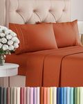 Queen Size 4 Piece Sheet Set - Comfy Breathable & Cooling Sheets - Hotel Luxury Bed Sheets for Women & Men - Deep Pockets, Easy-Fit, Soft & Wrinkle Free Sheets - Terracotta Oeko-Tex Bed Sheet Set
