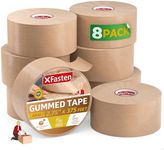 XFasten Paper Packing Tape Brown 2.75-Inch x 375-Feet, 8-Pack Brown Paper Tape, Water Activated Tape Kraft Tape Paper Gummed Kraft Paper Tape for Packing Boxes, Reinforced Packing Tape