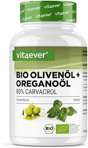 Huile d’origan biologique et carvacrol 80 mg - 90 capsules avec huile d’olive vierge issue de culture contrôlée - Origan grec hautement dosé - Végan