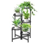 5 Tier Metal Plant Stand for Indoor Outdoor, iDavosic.ly Foldable Corner Tall Plant Shelf Display Stand for Multiple Plants, Wrought Iron Flower Pot Holder for Living Room Balcony Garden Patio