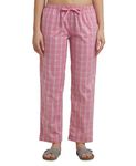 Jockey RX06 Women's Super Combed Cotton Woven Fabric Relaxed Fit Striped Pyjama_Wild Rose_XL