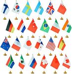 Juvale Set of 24 Small International Country Flags of the World with Stands for Desk Decorations (8x6 Inches)