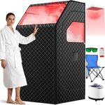Portable Infra.red Steam Sauna Tent for Indoor Use, Single Person Home Sauna with Red Light, Steamer, Chair & Remote Control