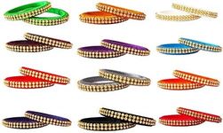 GOELX Silk Thread Bangles Combo in Elegant Bangles Set of 20 Bangles in 10 Colors (Multicolor, 2.10)