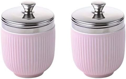 BIA International - Egg Coddler - Porcelain - Egg Poachers - Glazed Finish Design - Kitchen Gadgets - Egg Cooker - Gift Box - Celadon Pink - Set of 2