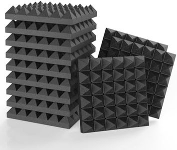 Acoustic Panels - 12 Pack 12x12x2 Inches Black Pyramid Acoustic Foam, Fire-Proofed Soundproof Wall Panels, 25kg/cbm Sound Proof Foam Panels ， Sound Panels for Recording Studio and Music Room