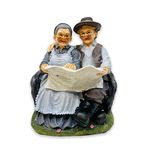 AUGEN Polyresin Old Couple Show Piece Idol Statue Showpiece for Home Decor Decoration and Gifting (1 Piece, 7231E)