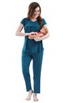 AV2 Women's Cotton All Over Print Pyjama Set (2993Al_Blue_L, Pajama Set, Large)