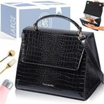 Large Lunch Bag Women Insulated Croc Purse for Work, Black Cute Lunch Box for Women, Designer Adult Insulated Lunch Bags for Women, Lunchbox for Womens Lunch Bags for Work, Lunch Tote Bag for Women