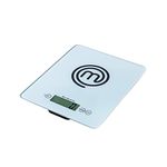 MasterChef Kitchen Scales Digital, Small Electronic Gram Scale for Food Weighing in Cooking & Baking, Weight in Ounces or Grams, Max 5kg, Tempered Safety Glass, Tare Function, Auto Switch-Off, Silver