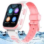 4G GPS Smart Watch for Kids,Kids Phone Smartwatch with Whatsapp Line,Anti-Lost Waterproof Video Phone Call Real-time Tracking Pedometer Voice Message Camera SOS Alarm Watch for Boys Girls Gifts(Pink)