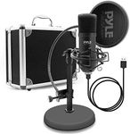 USB Microphone Podcast Recording Kit - Audio Cardioid Condenser Mic w/ Desktop Stand and Pop Filter - For Gaming PS4, Streaming, Podcasting, Studio, Youtube, Works w/ Windows Mac PC - Pyle PDMIKT100