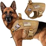 Tactical Dog Harness Vest Escape Proof Harness Military Vest No Pulling K9 Working Training Pet Vest for Medium Large Dogs(M) Army Yellow