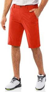 33,000ft Men's Golf Shorts Dry Fit, Lightweight Quick Dry Golf Stretch Shorts with Pockets 11" Inseam for Travel Casual Orange Red